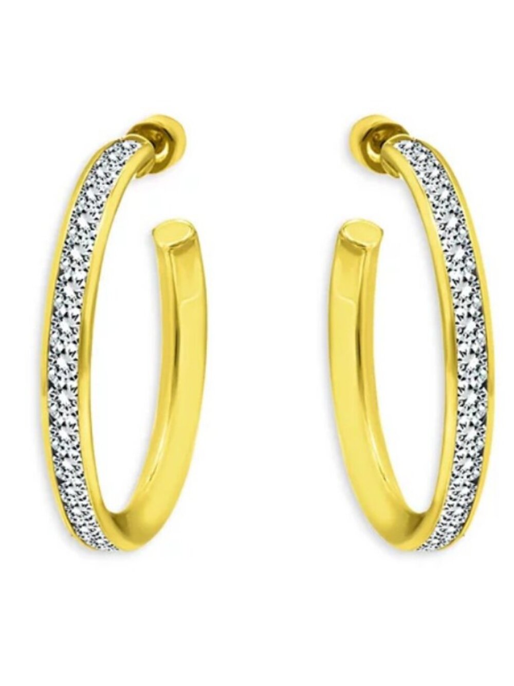 Aqua Channel Set Post Hoop Earrings in 18K Gold Over Sterling Silver - Exclusive